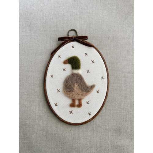 Felted Duck Nursery Wall Art – Handmade Needle Felt Embroidery Hoop – Heirloom Baby Room Décor