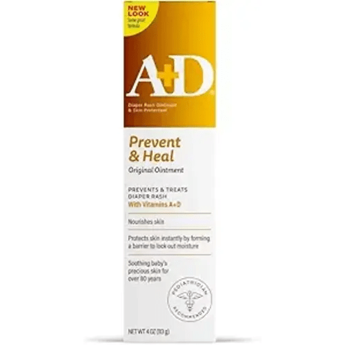 A+D Original Diaper Rash Ointment Prevents & Treats Diaper Rash, Moisturizing Skin Protectant with Vitamins A & D, Healing Skin Ointment for Dry and Cracked Skin 4oz