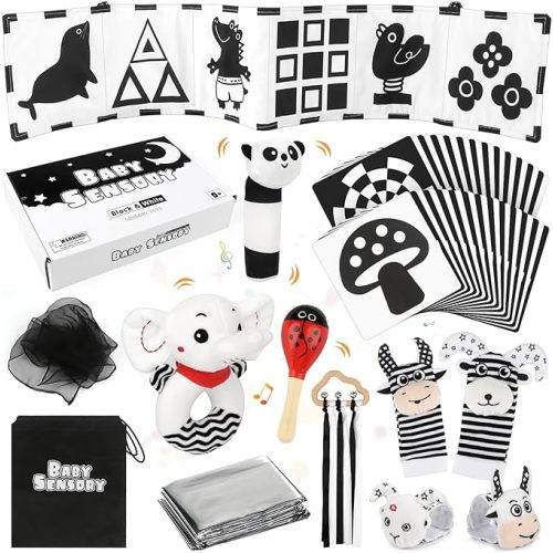 Dreamon 32 PCS Black and White Sensory Toys for Babies,Montessori Toys for Babies,High Contrast Baby Toys for Toddlers Kids Early Learning Newborn Brain Development Toys Baby Gifts