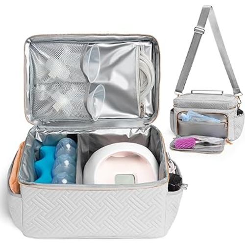 Bag Pump Storage Bag Compatible with with Spectra S1 S2 Gold, Breast Pump Carrying Case,EliteMom Breast Pump Tote Bag with cooler & Strap