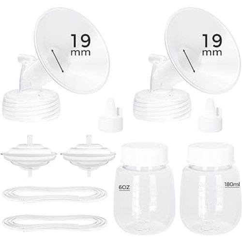 Paruu Pump Parts Compatible with Spectra S1/S2/9 Plus, Not Original Accessories, Full Set Replacements Include 19mm Flanges, Valves, Backflow Protectors (Duckbills Included), Tubings and Bottles