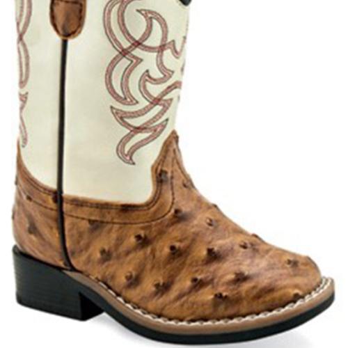 Old West Toddler Boys' Ostrich Print Western Boots - Broad Square Toe | Boot Barn