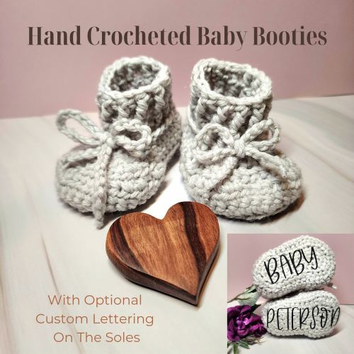 Baby Booties | Personalized Baby Booties | Baby Shoes | Tightening Shoe Lace Baby Booties | Custom Baby Shower Gift | Crocheted Baby Booties