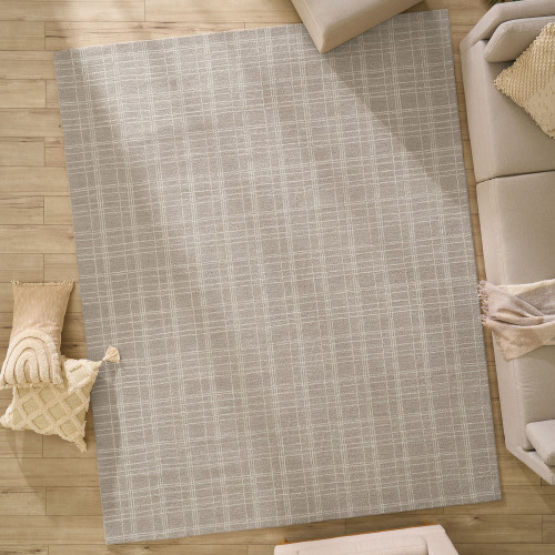 Better Homes & Gardens 7'10"x9'10" Beige Plaid Wool Indoor Area Rug