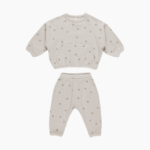 Quincy Mae Waffle Slouch Set - Fog, 18-24 M