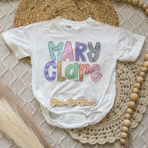 Preppy Name Bubble Romper Bodysuit, Custom Oversized Baggy Romper, Personalized Baby Tee, Baby Shower Gift, Custom Girls Tee, CPSC Compliant