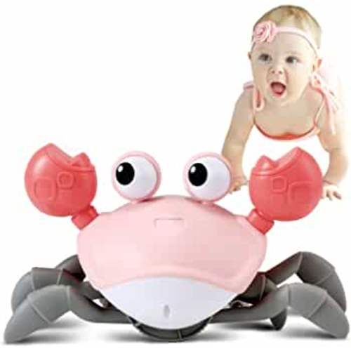 control future Baby Girl Toys Tummy Time: Pink Crawling Crab Babies Montessori Toy Learning 36 Months 3 Year Old Birthday Infant Girls Valentines Day Gifts Stuff 0 1 2 Essentials