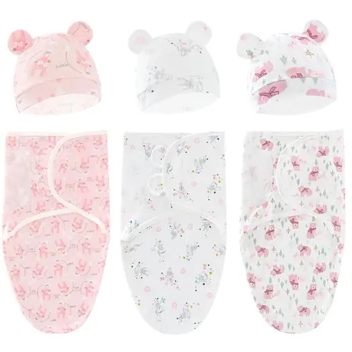 3-Pack Organic Baby Swaddle Sleep Sacks - Newborn Swaddle Sack - Ergonomic Baby Swaddles 0-3 Months - Pink & Animal