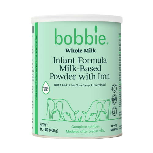 Bobbie Whole Milk Infant Formula For Everyday Feeding, Milk-Based Powder with 1.2mg Iron, Organic Grass-Fed Whole Milk Recipe, 14.1 oz Can