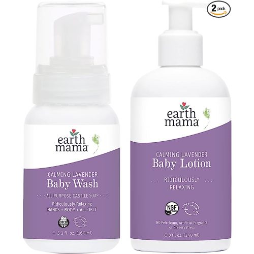 Earth Mama Bathtime Bundle | Calming Lavender Baby Wash & Moisturizing Calendula Lotion