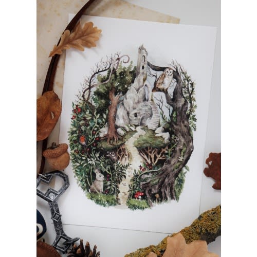 Fairytale Illustrations, Folklore Art, Forest Animals, Witchy Art, Enchanted Forest, Fantasy Landscape Wall Art, Magical Artwork, Gothic Art