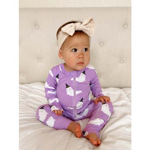 2-Way Convertible Zip Romper, Purple Ghost (0-3M)