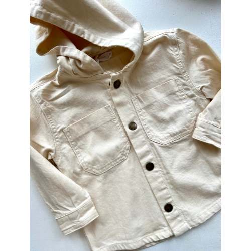 Button-Down Hooded Jacket | Natural 12-24 months