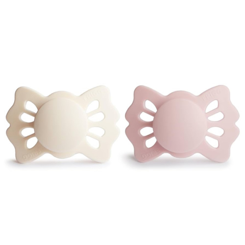 FRIGG Lucky Symmetrical SilkySoft Silicone Baby Pacifier | Made in Denmark | BPA-Free (Cream/Blush, 0-6 Months)
