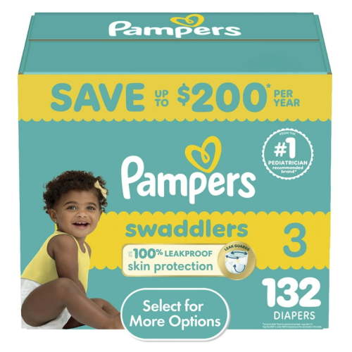 Pampers Swaddlers Baby Diapers Size 3, 132 Count (Select for More Options)