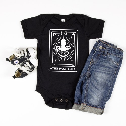 The Pacifier Tarot Card Baby Bodysuit, Infant Bodysuit, Cute Tarot Card Baby Outfit