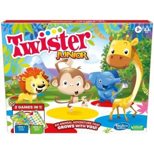 Hasbro Gaming Twister Junior Game, Animal Adventure 2-sided Mat, 2 Games In 1, Party Game For Kids Ages 3 And Up, Indoor Game For 2-4 Players
