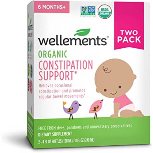 Wellements Organic Baby Constipation Support Relieves Occasional Constipation for Infants & Toddlers, No Harsh Laxatives, USDA Certified Organic, 4 Fl Oz (Pack of 2), 6 Months +