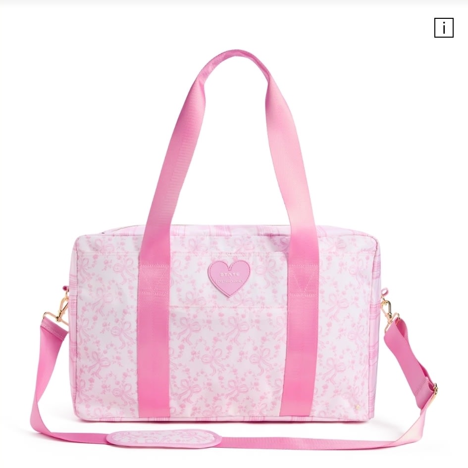 STATE Bags | STATE x LoveShackFancy Wellington Weekender Nylon Pink Vanilla