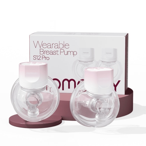 Momcozy S12 Pinky Pro Electric Hands Free Breast Pump Wearable, 24mm 2 Pack Pink