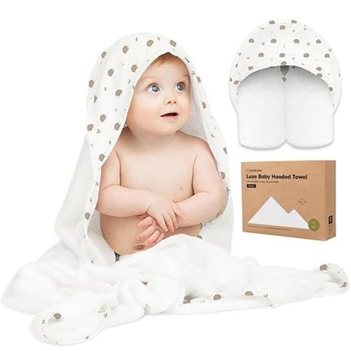 KeaBabies Hooded Baby Towel for Newborn - Viscose Derived from Bamboo Large Baby Bath Towels with Hood for Boys, Girls, Toddler, Extra Absorbent & Soft Newborn Bath Essentials (Bruce)