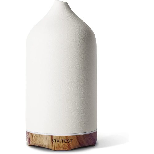 VIVITEST 200ML Ceramic Essential Oil Diffuser,Stone Essential Oil Diffuser,Ultrasonic Aromatherapy Diffusers for Home