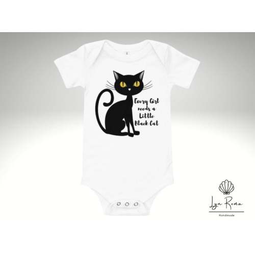 Black Cat onesie. Every girl needs a little black cat., Athletic Heather , 3-6m