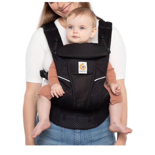 Ergobaby All Carry Positions Breathable Mesh Baby Carrier with Enhanced Lumbar Support & Airflow (7-45 Lb), Omni Breeze, Onyx Black
