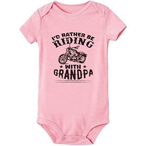 I'd Rather Be Riding Motorcycle With Grandpa Infant Rompers Baby One-Piece Bodysuit