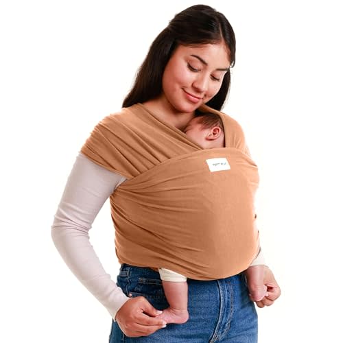 Sleepy Wrap Stretchy Ergonomic Baby Carrier Sling for Newborns to Toddlers - Hands-Free Lightweight Baby Wrap 7-35 lbs (Cinnamon)