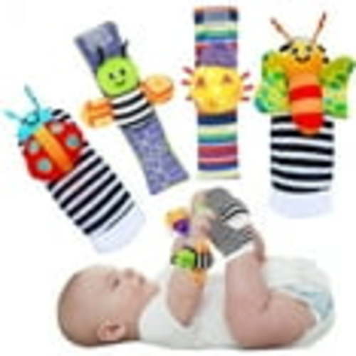 VONTER Foot Finder Socks & Wrist Rattles - Newborn Toys for Baby Boy or Girl - Brain Development Infant Toys - Hand and Foot Rattles Suitable for 0-3, 3-6, 6-12 Months Babies
