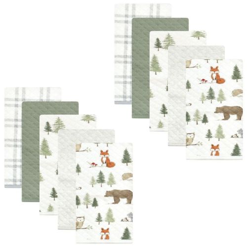 Hudson Baby Unisex Baby Quilted Burp Cloths, Forest Animals, One Size