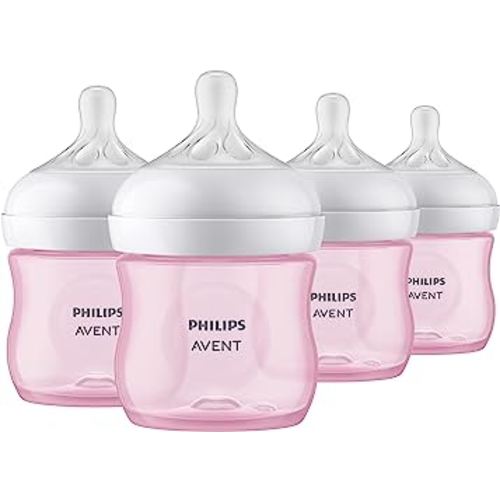 Philips AVENT Natural Baby Bottle with Natural Response Nipple, Pink, 4oz, 4pk, SCY900/14
