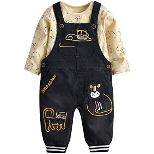 Baby Boy Clothes Set Infant Boy's Long Sleeve Romper+Dinosaur Denim Overalls Toddler Boys Fall Winter Outfits Suit