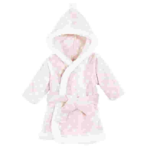 Hudson Baby Infant Girl Plush Animal Face Bathrobe, Pink Polka Dot, 0-9 Months