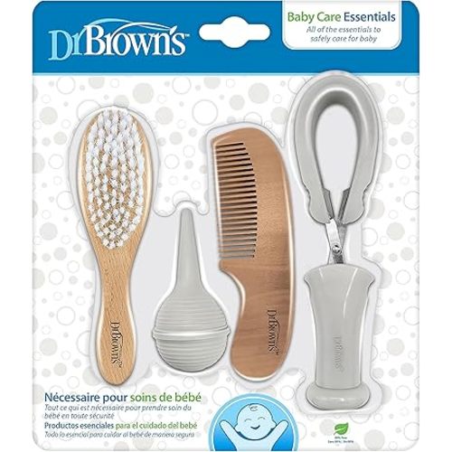 Dr. Brown's Baby Care Essentials Kit, Nail Scissors with Case, Nasal Aspirator, Cradle Cap Brush and Comb, BPA Free