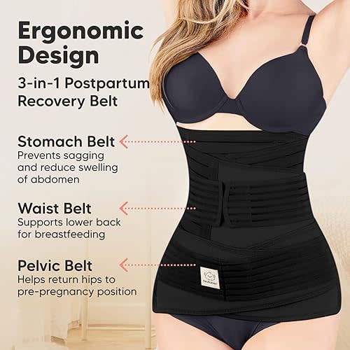 KeaBabies 3 in 1 Postpartum Belly Support Recovery Wrap and Pregnancy Belly Support Band - Postpartum Belly Band - Belly Bands for Pregnant Women - After Birth Brace - Maternity Belly Band