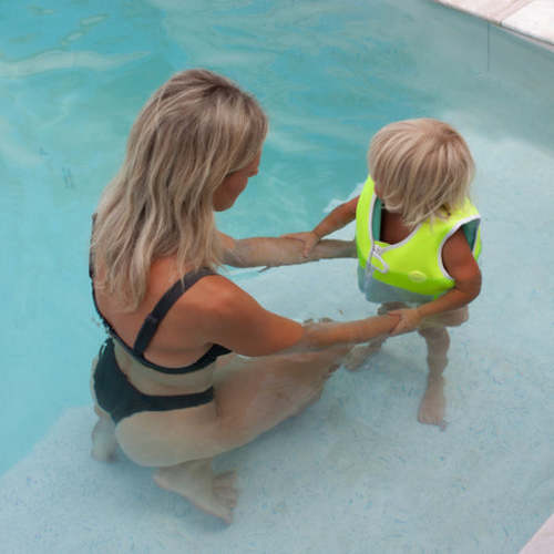 Kids Swim Vest 1-2 | Salty the Shark Aqua Neon Yellow