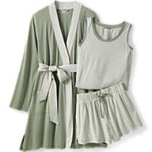 Women's Cooling 3 Piece Pajama Set - Robe Tank and Shorts | Lands' End