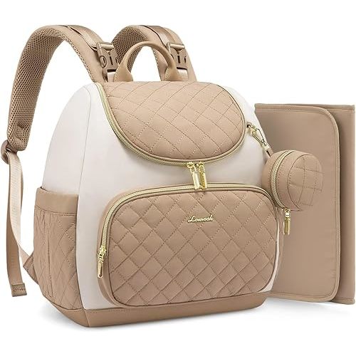 LOVEVOOK Mini Diaper Bag Backpack, Waterproof Diaper Bags for Baby Girl Boy with Changing Pad, Stylish Baby Diaper Bag, Diaper Bag for Mom Dad with Stroller Buckles,14 Inch