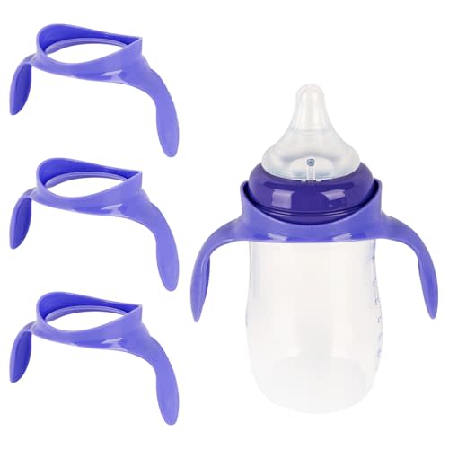 XUNICUTE Baby Bottle Handles for Lansinoh Baby Bottles, Compatible Ergonomic Lansinoh Bottle Holder for Newborn, 3 Pack, Purple
