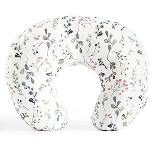 GRSSDER Nursing Pillow Cover Stretchy Minky Removable Nursing Covers for Breastfeeding Pillows, Ultra Soft Comfortable Slipcover for Girls, Stylish Flora Pattern