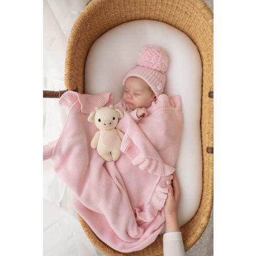 Frill Knit Blanket | Strawberry Milk *PRE-ORDER*