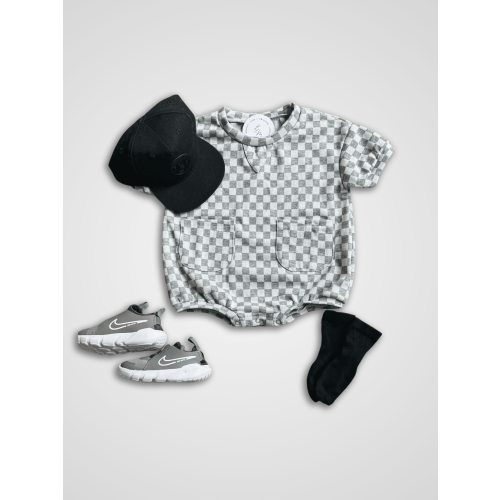 Checkered Romper | Gray