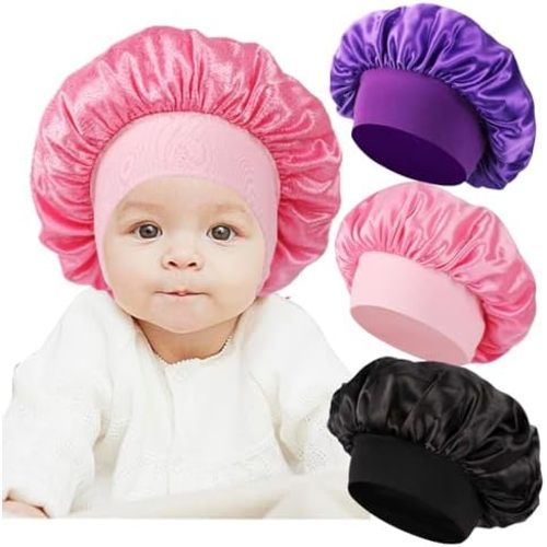 3 Pcs Baby Bonnets for Sleeping,Infant Sleep Cap Hair Bonnet for Baby Girls,Boys,Toddler