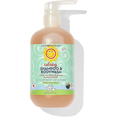 California Baby Calming Lavender Shampoo and Body Wash | 100% Plant-Based (USDA Certified) | Hypoallergenic Baby Soap for Dry, Sensitive Skin | 562 mL / 19 fl. oz.