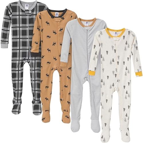 Gerber Baby Boys' 4-Pack Footed Pajamas