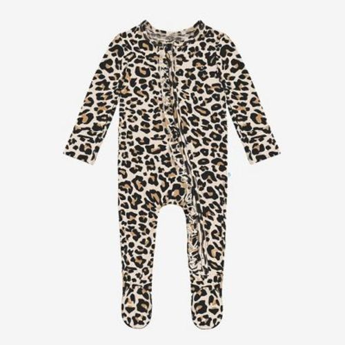 Infant Lana Leopard Footless Ruffled Zippered One Piece - Posh Peanut