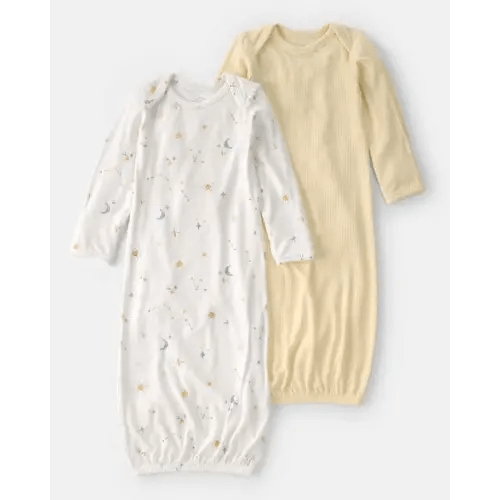 NB Baby 2-Pack Constellation PurelySoft Sleeper Gowns - Yellow/Cream | Carter's