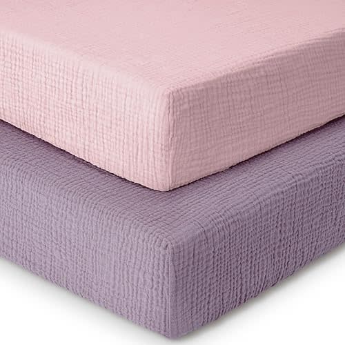 Dreamology Muslin Crib Sheet for Baby Girl Boy 2 Pack,Standard Crib Sheet
